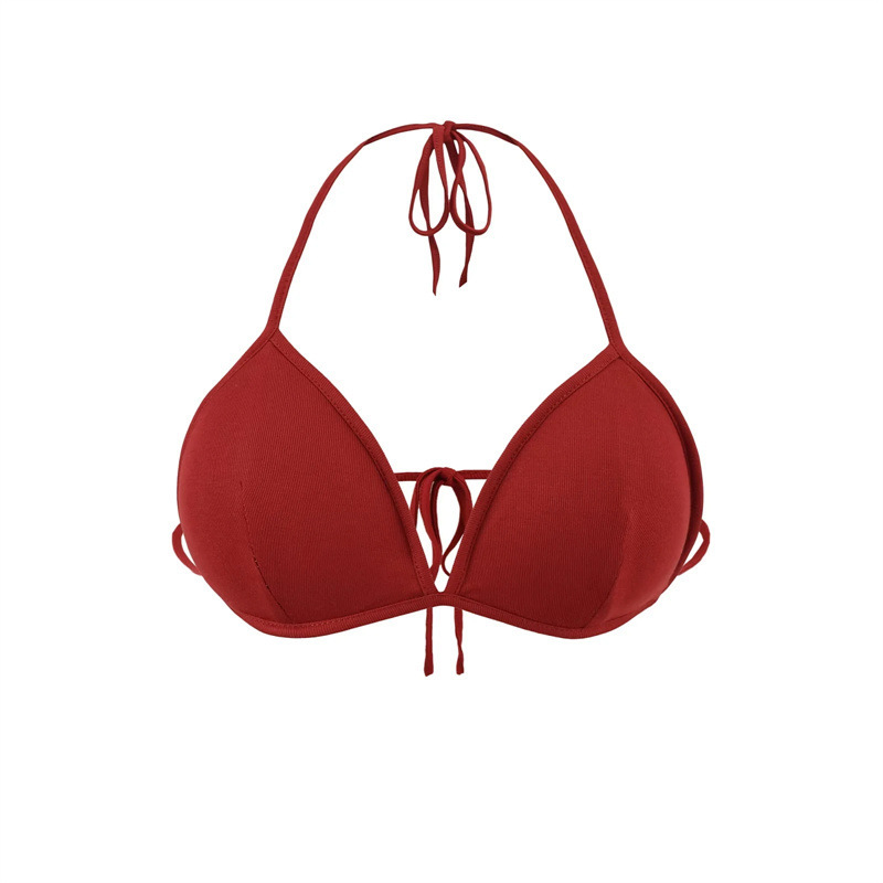 Pure Desire Halter Neck Beauty Back Bra Women's Short V-Neck Pure Desire Tie-Up Base Triangle Cup Bra Camisole Sports Vest