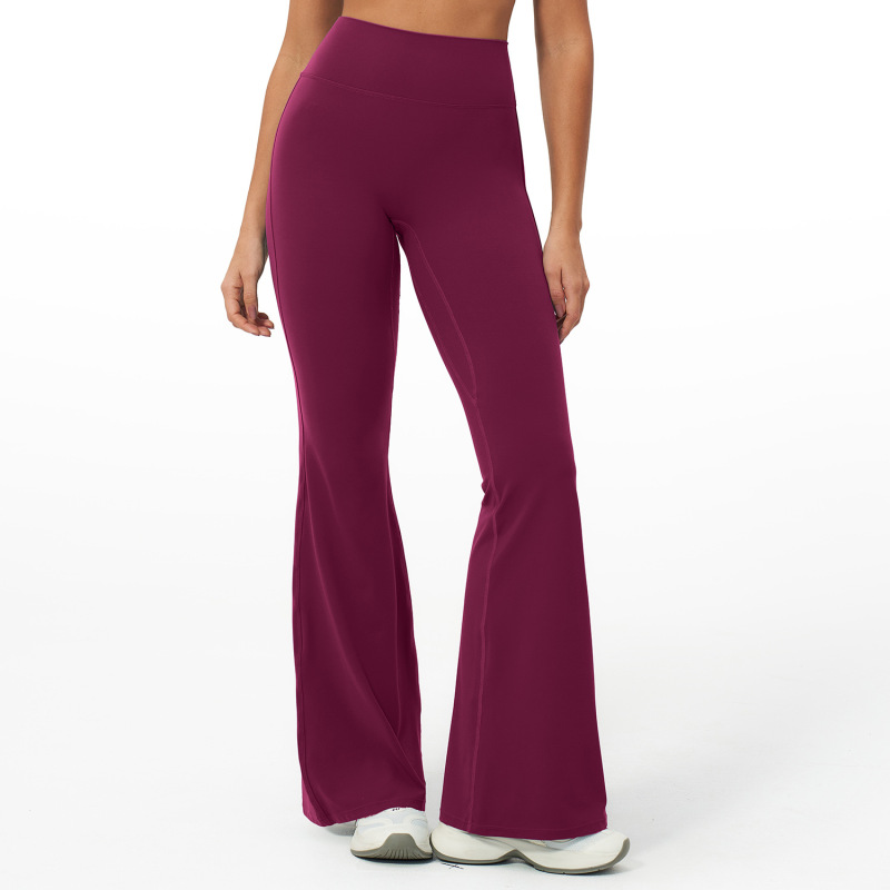 7 billion European and American style high-waisted tight-fitting wide-leg flared trousers for women, suitable for sports running and fitness 2551