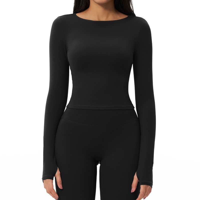 Cross-border summer creamy brushed yoga long-sleeved outdoor sports running fitness long-sleeved yoga wear women's 2551