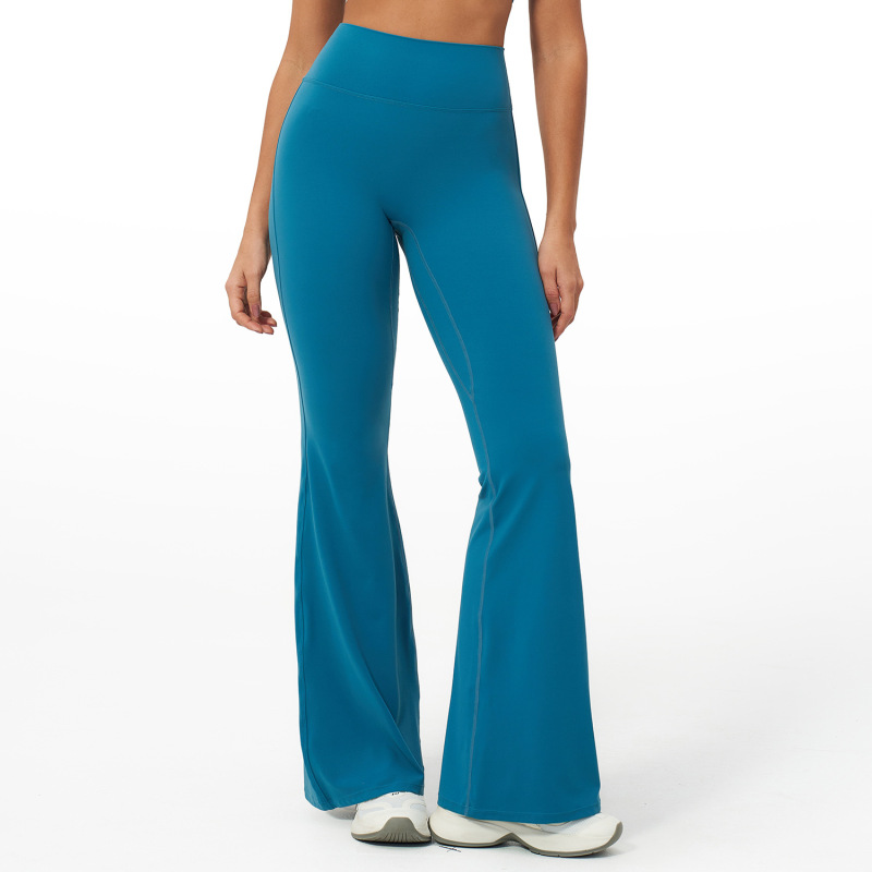 7 billion European and American style high-waisted tight-fitting wide-leg flared trousers for women, suitable for sports running and fitness 2551