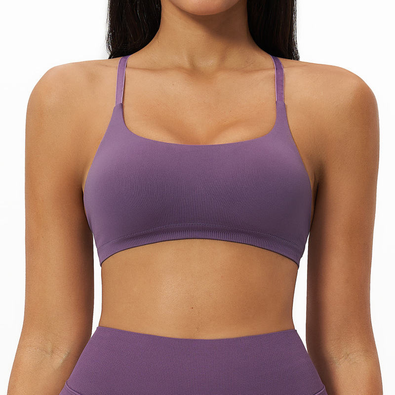 7 billion cross-border seamless cross-back bra fitness apparel sports bra running yoga shockproof bra 7790
