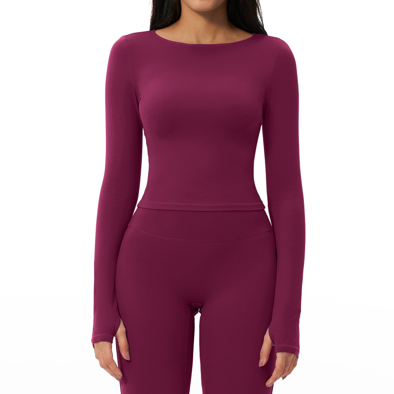 Cross-border summer creamy brushed yoga long-sleeved outdoor sports running fitness long-sleeved yoga wear women's 2551