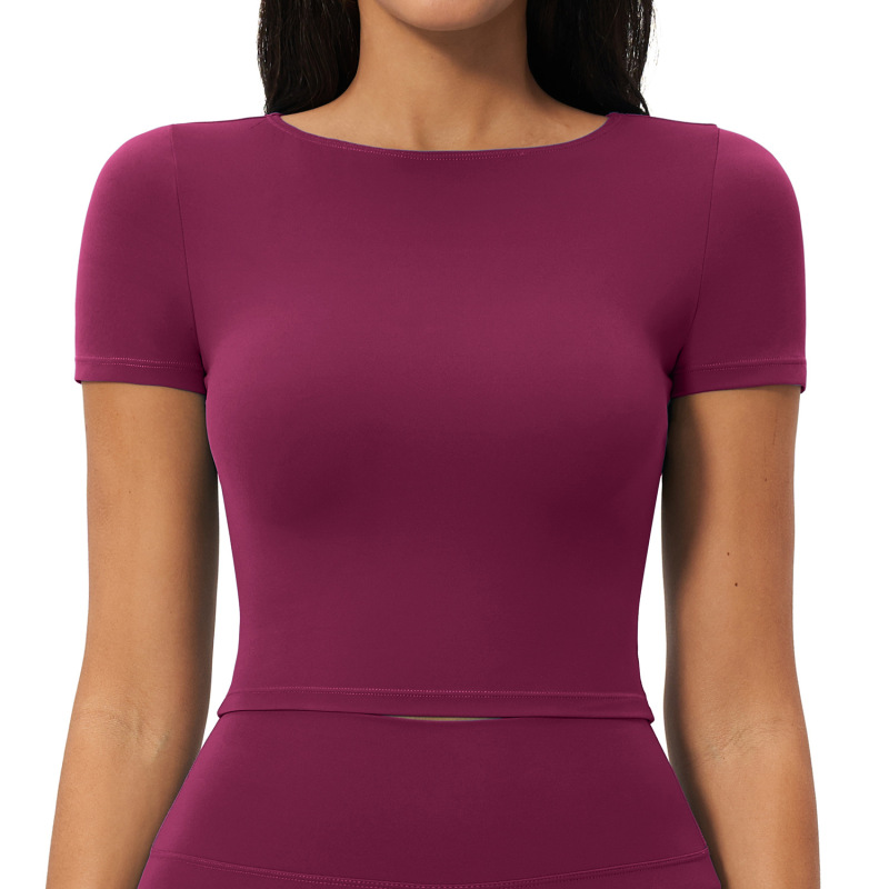 7 Billion New Women's Slim Fit Yoga Top with Beautiful Back Short Sleeve, Fitness Yoga Suit 2551