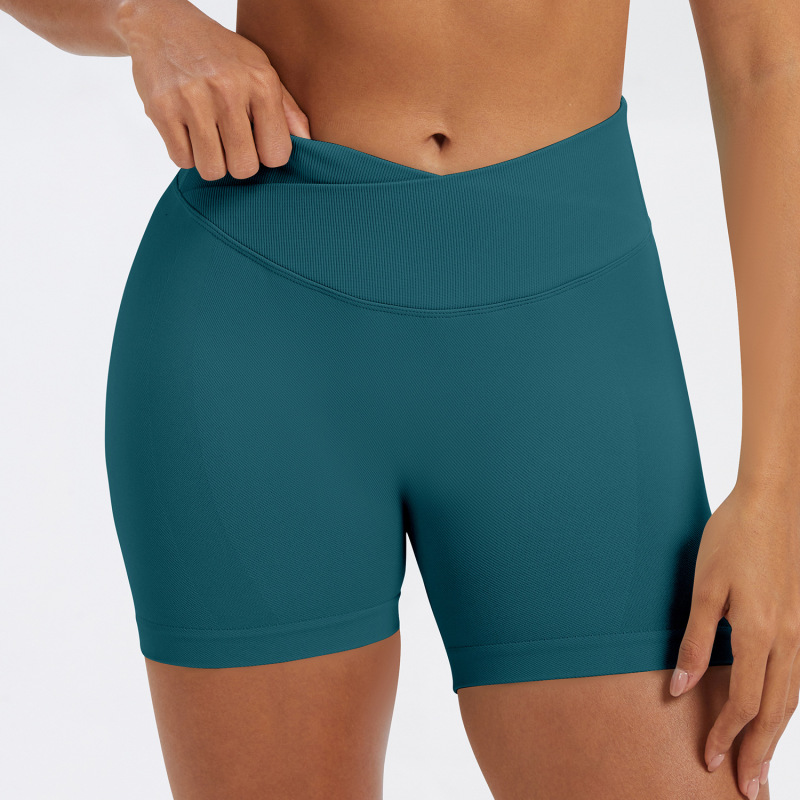 Cross-border European and American style cross-waist yoga shorts, wearable as outerwear, peach-shaped butt-lifting fitness pants, quick-drying and tight-fitting cycling sports pants