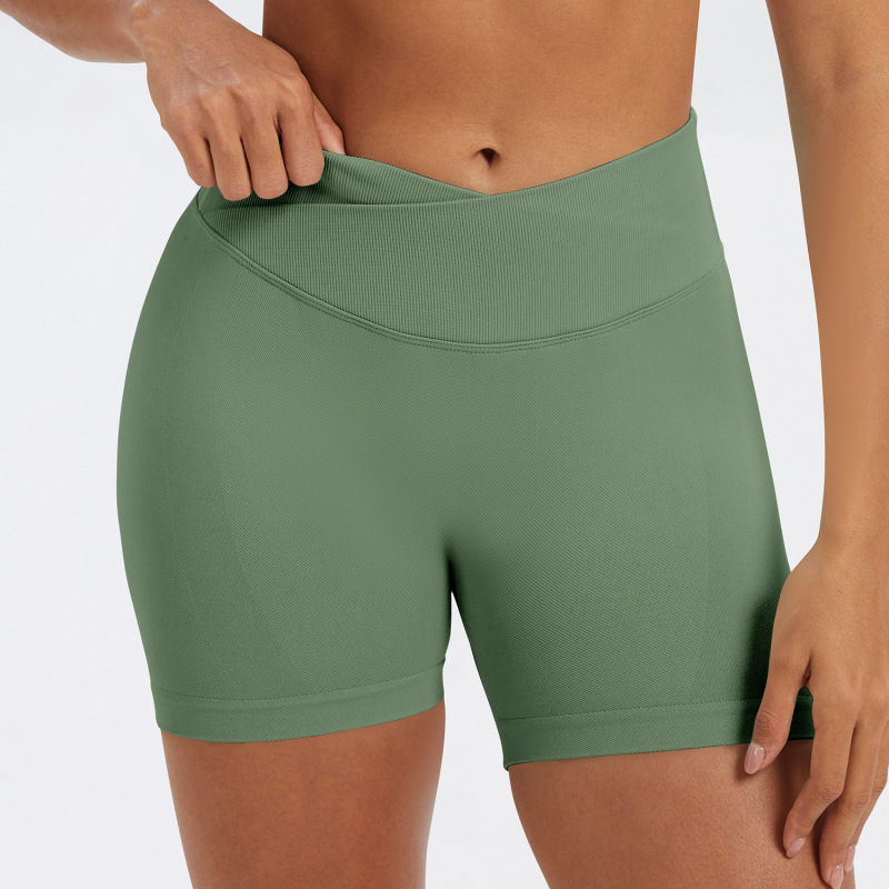 Cross-border European and American style cross-waist yoga shorts, wearable as outerwear, peach-shaped butt-lifting fitness pants, quick-drying and tight-fitting cycling sports pants
