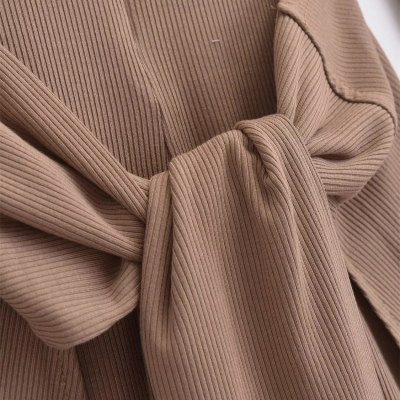 American Elastic Tight V Neck Zipper Bottoming Shirt for Women Autumn Waist Strap Two-Piece Long-Sleeved Jumpsuit T-Shirt
