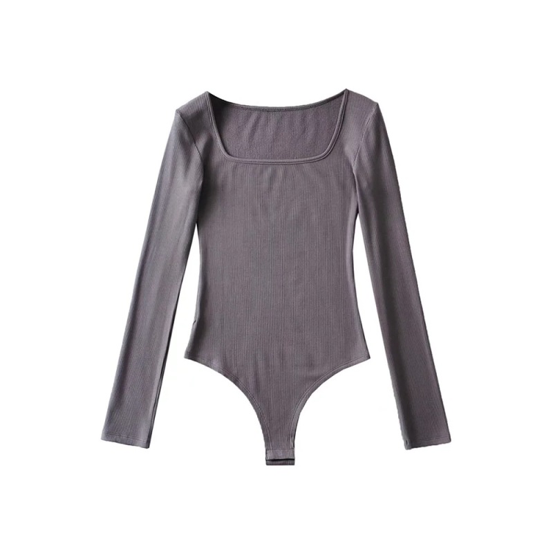 Pure Desire Style Tight Square Neck Brushed Base Bodysuit for Women, Autumn and Winter Inner Layer Stretch Sexy Hot Girl T-Shirt Top