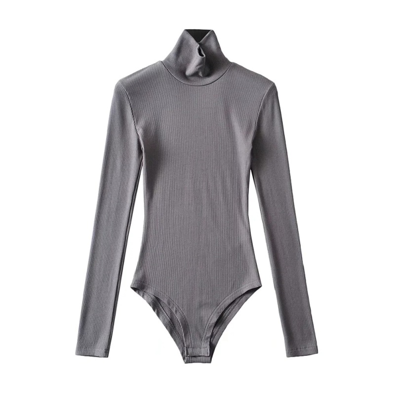 Autumn and Winter Sexy High-Neck Elastic Brushed One-Piece Top Tight-Fitting Inner Threaded Bottoming Shirt Long-Sleeved T-Shirt for Women