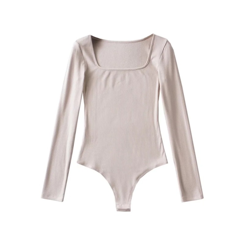 Pure Desire Style Tight Square Neck Brushed Base Bodysuit for Women, Autumn and Winter Inner Layer Stretch Sexy Hot Girl T-Shirt Top
