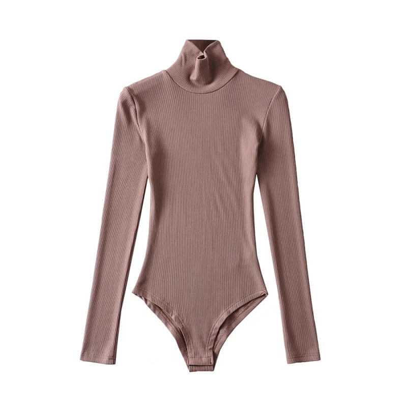 Autumn and Winter Sexy High-Neck Elastic Brushed One-Piece Top Tight-Fitting Inner Threaded Bottoming Shirt Long-Sleeved T-Shirt for Women