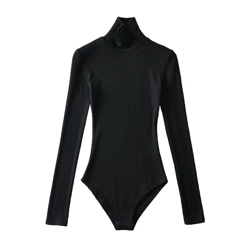 Autumn and Winter Sexy High-Neck Elastic Brushed One-Piece Top Tight-Fitting Inner Threaded Bottoming Shirt Long-Sleeved T-Shirt for Women