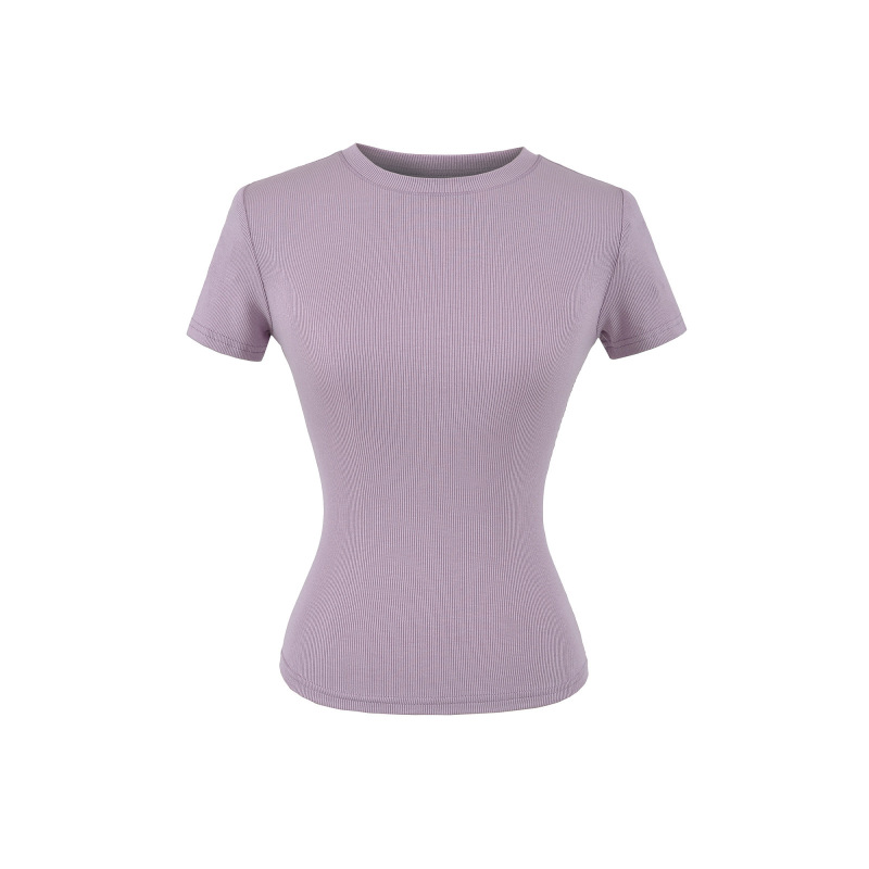 Trendy Women's Round Neck T-Shirt with Regular Shoulders, 2026 Summer New Basic Slim-Fit Short-Sleeve Top