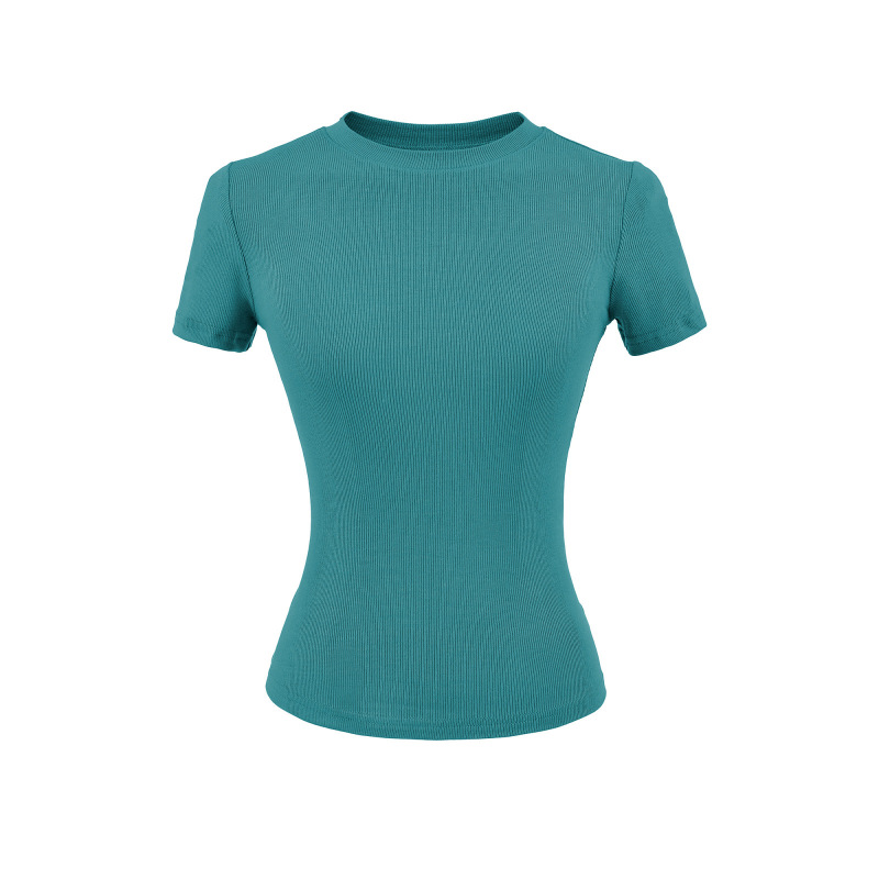 Trendy Women's Round Neck T-Shirt with Regular Shoulders, 2026 Summer New Basic Slim-Fit Short-Sleeve Top