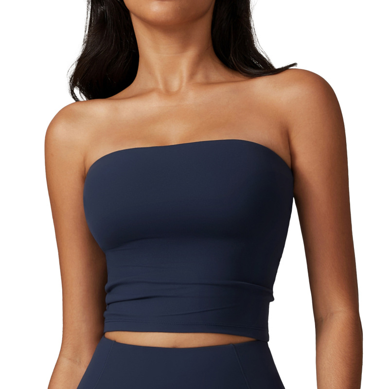 Ze Chuang European and American Strapless Tube Top Sexy Beautiful Back Sports Underwear Women's Shockproof Quick-drying Fitness Yoga Top 8793