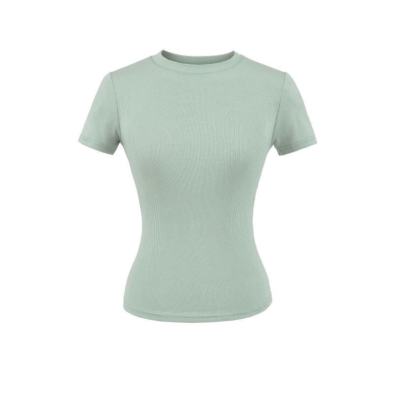 Trendy Women's Round Neck T-Shirt with Regular Shoulders, 2026 Summer New Basic Slim-Fit Short-Sleeve Top