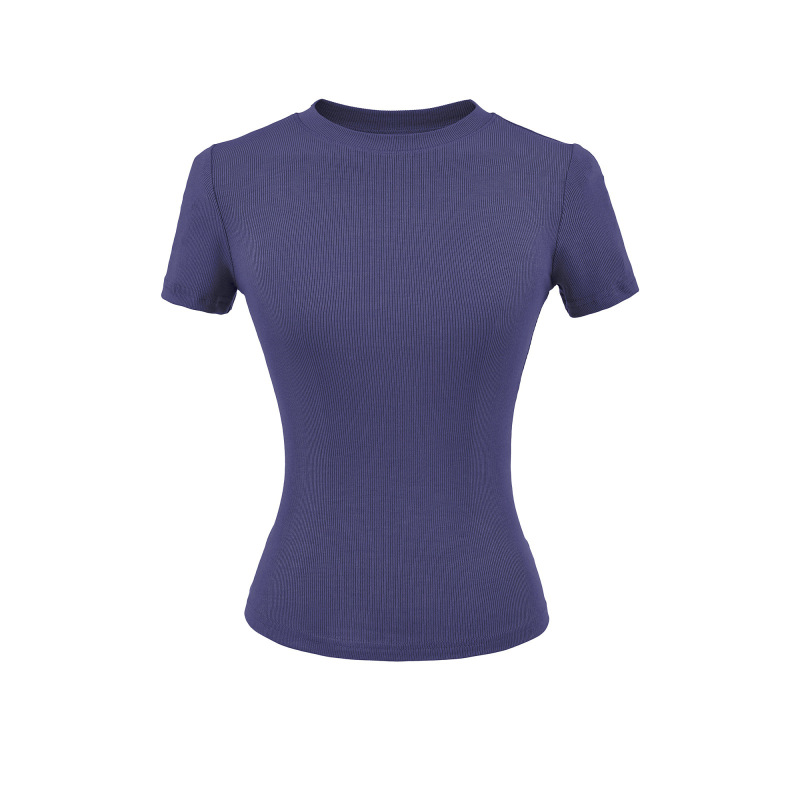 Trendy Women's Round Neck T-Shirt with Regular Shoulders, 2026 Summer New Basic Slim-Fit Short-Sleeve Top