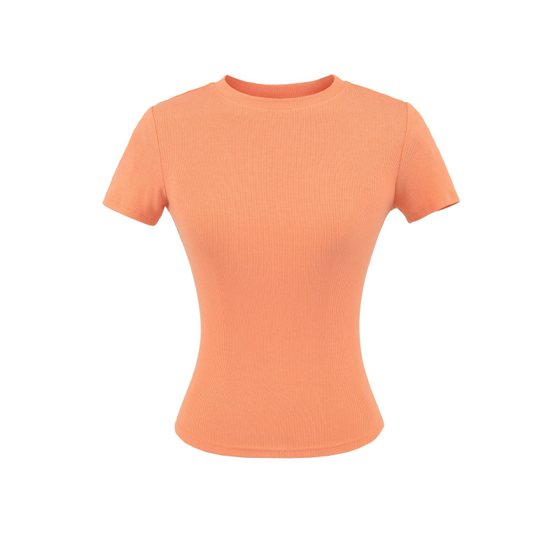 Trendy Women's Round Neck T-Shirt with Regular Shoulders, 2026 Summer New Basic Slim-Fit Short-Sleeve Top