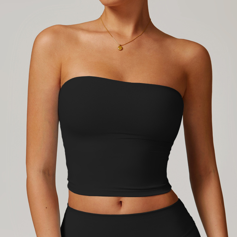 Ze Chuang European and American Strapless Tube Top Sexy Beautiful Back Sports Underwear Women's Shockproof Quick-drying Fitness Yoga Top 8793