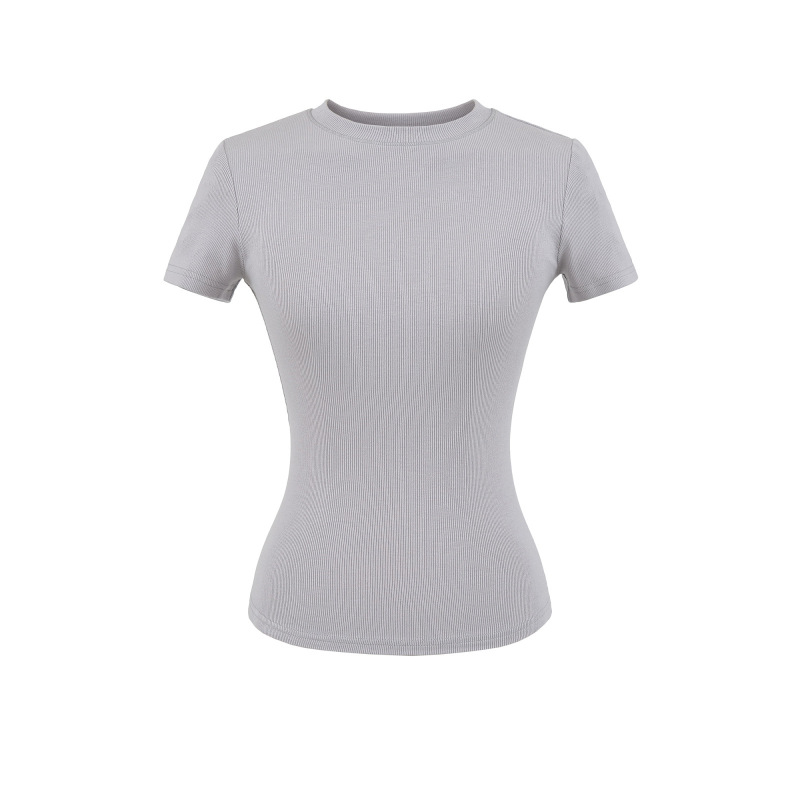 Trendy Women's Round Neck T-Shirt with Regular Shoulders, 2026 Summer New Basic Slim-Fit Short-Sleeve Top