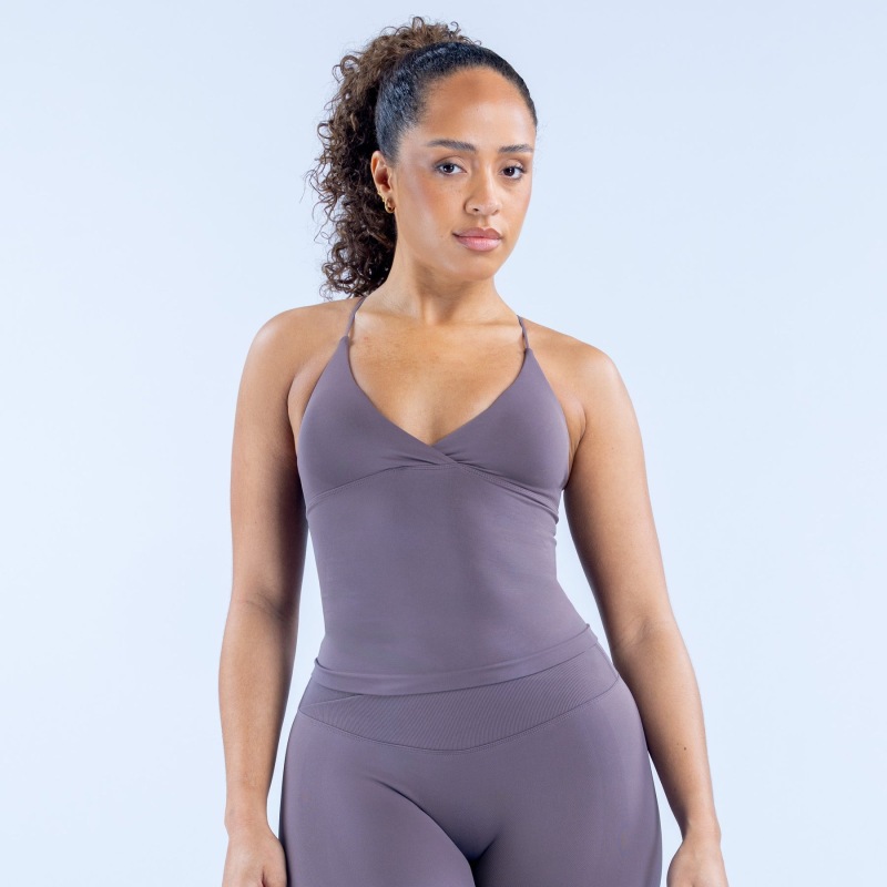 Amazon Cross V-Neck Spaghetti Strap Beautiful Back Detachable Chest Pad Long Tank Top Tight Seamless Fitness Tank Top