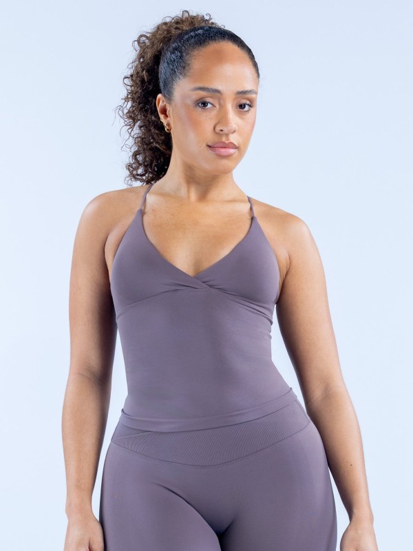 Amazon Cross V-Neck Spaghetti Strap Beautiful Back Detachable Chest Pad Long Tank Top Tight Seamless Fitness Tank Top