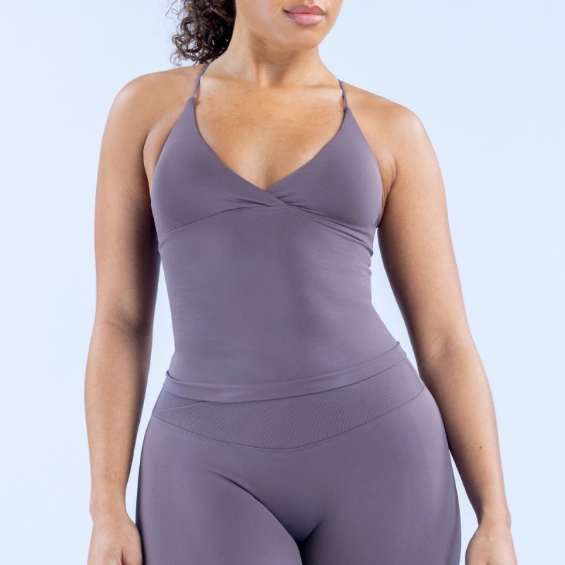 Amazon Cross V-Neck Spaghetti Strap Beautiful Back Detachable Chest Pad Long Tank Top Tight Seamless Fitness Tank Top