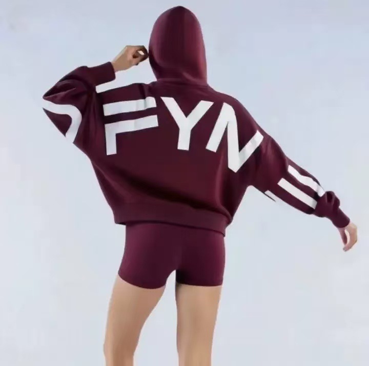 25 New Models with Label Amazon Cross-Border European and American Women's Fashion Printed Thick Versatile Long-Sleeve Loose Hooded Sweatshirt