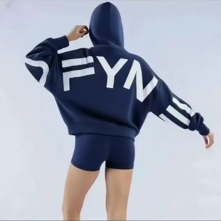 25 New Models with Label Amazon Cross-Border European and American Women's Fashion Printed Thick Versatile Long-Sleeve Loose Hooded Sweatshirt