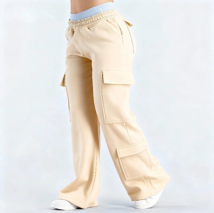 European and American Cross-Border Fashion Solid Color Casual Pocket Temperament Commuter Style Trendy Loose Straight Pants Versatile Long Pants