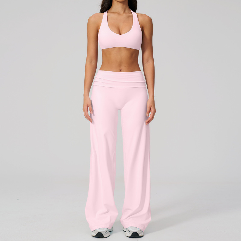 European and American Summer Fashion Casual Beauty Back Yoga Set Cross-Border Versatile Quick-Dry Fitness Sports Set for Women 5558
