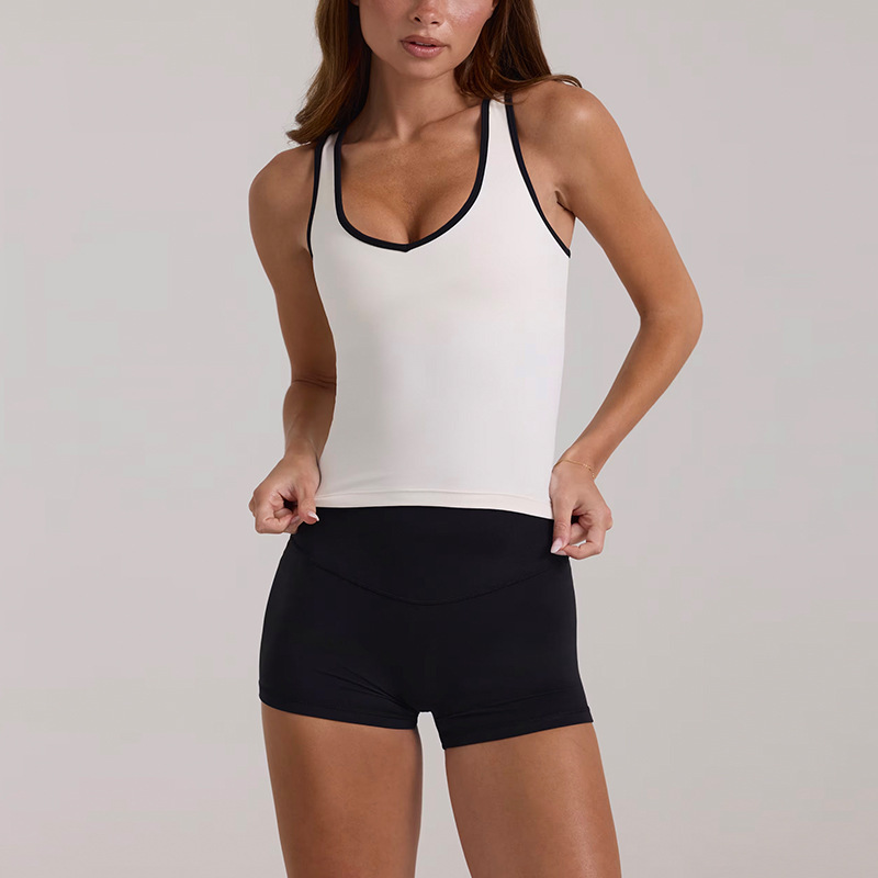 Bare-feel, shockproof, supportive, anti-sagging, backless, fitness top, vest, yoga bra, halter neck sports bra for women