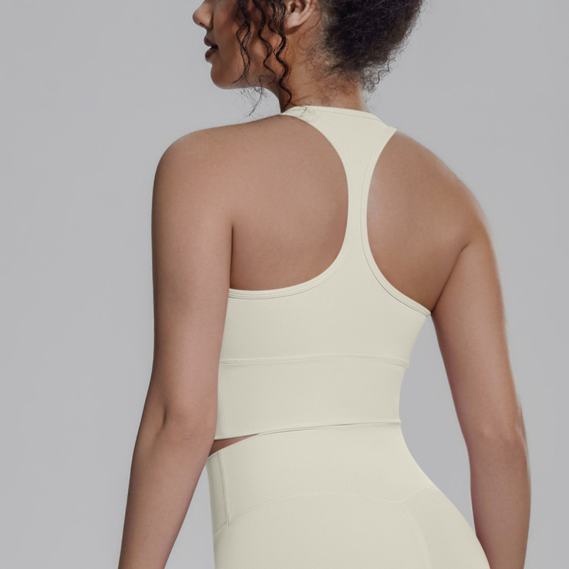New cross-border solid color racerback tight-fitting breathable sports bra for running, fitness, yoga, vest top for women