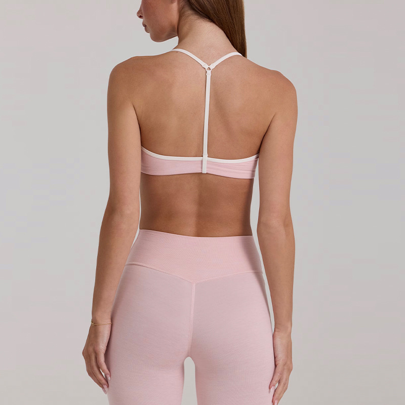 New yoga outfit high-waisted hip-lifting and tummy-controlling shorts, three-quarter length, suspender top, beautiful back, running sports bra and underwear set