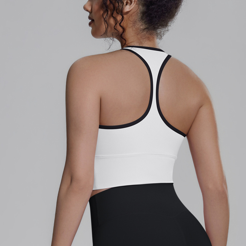 New cross-border solid color racerback tight-fitting breathable sports bra for running, fitness, yoga, vest top for women