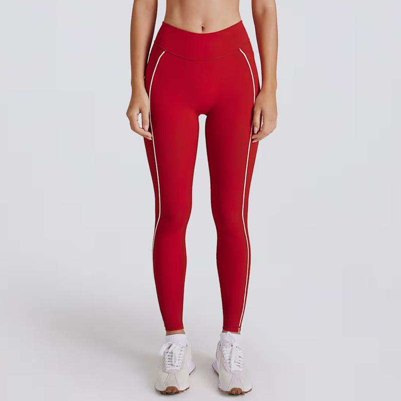 Yoga Sports Fitness Vest for Women with Breast Pads, Fake Two-Piece Contrasting Color Halter Bra, High Elastic Hip Lifting Training Pants