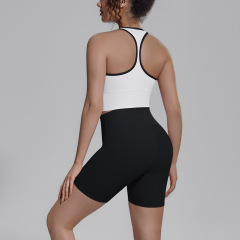 7152 Vest + 7143 Shorts Set - White Vest with Black Trim + Black Shorts