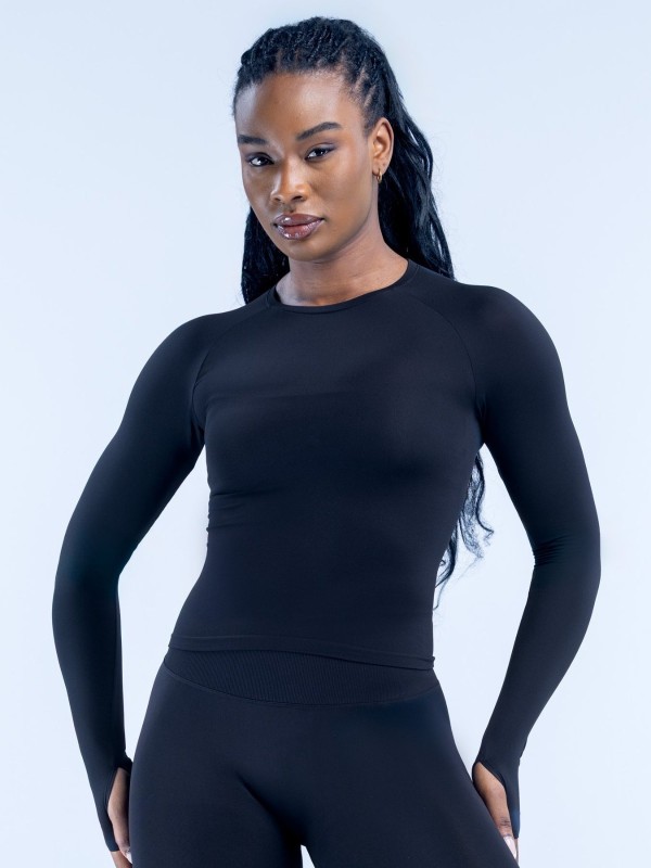 Fully matte nylon thumbhole tight-fitting long-sleeved high-elasticity moisture-wicking seamless long-sleeved fitness and yoga long-sleeved shirts