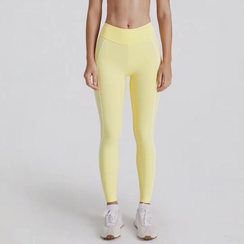 Yoga Sports Fitness Vest for Women with Breast Pads, Fake Two-Piece Contrasting Color Halter Bra, High Elastic Hip Lifting Training Pants