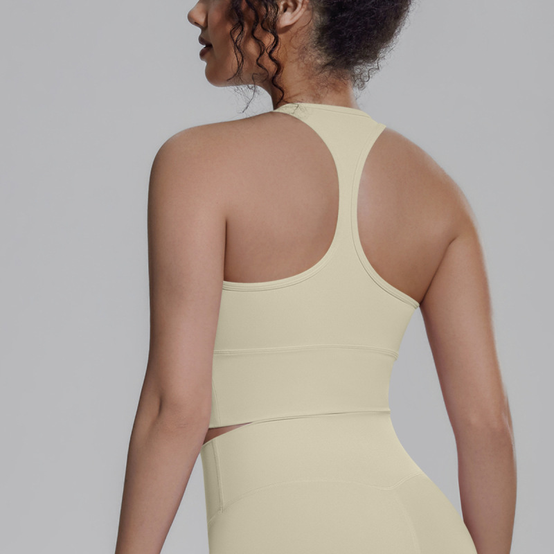 New cross-border solid color racerback tight-fitting breathable sports bra for running, fitness, yoga, vest top for women