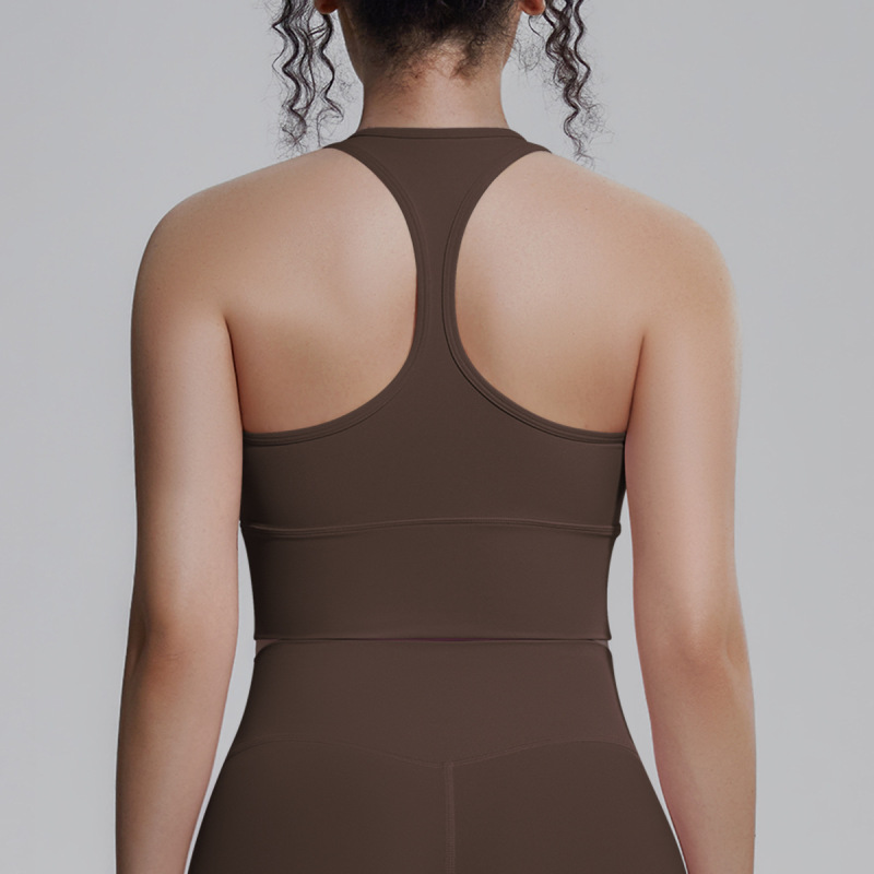 New cross-border solid color racerback tight-fitting breathable sports bra for running, fitness, yoga, vest top for women