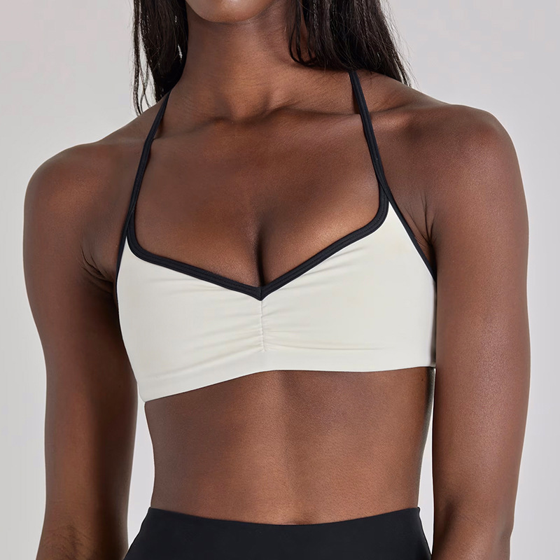 New yoga outfit high-waisted hip-lifting and tummy-controlling shorts, three-quarter length, suspender top, beautiful back, running sports bra and underwear set
