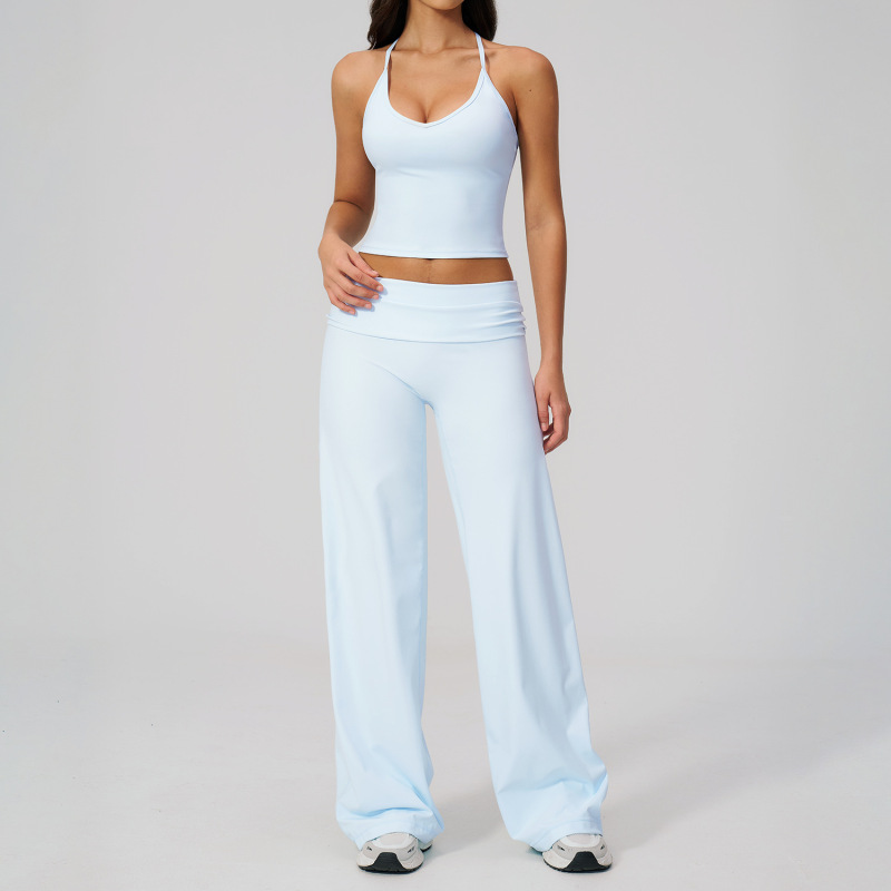 Cross-Border Tight-Fitting Racerback Sports Set with Versatile Waistband, Casual European and American Style Yoga Set 5558