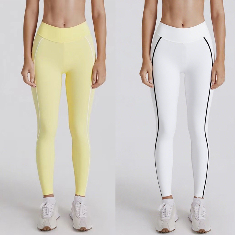 Yoga Sports Fitness Vest for Women with Breast Pads, Fake Two-Piece Contrasting Color Halter Bra, High Elastic Hip Lifting Training Pants