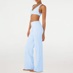YY197 Sky blue top + straight leg pants