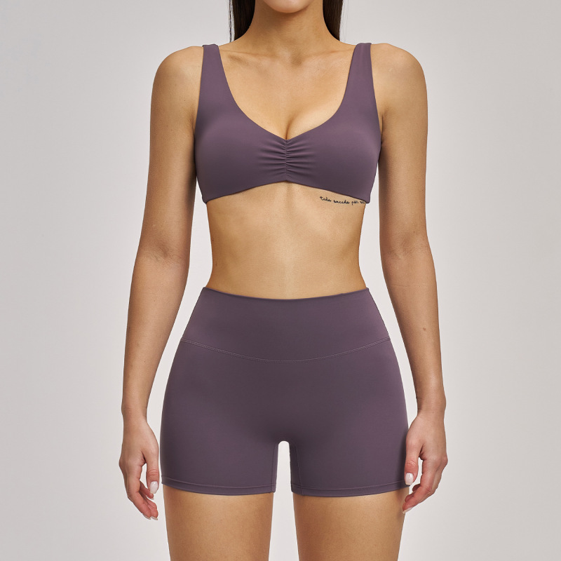 Zechuang brushed micro-flare yoga set, European and American style sports running fitness set, halter neck yoga outfit 4520