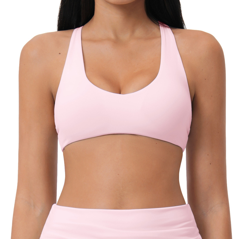 Cross-border yoga bra, V-neck, hollowed-out, cross-back, sports bra, fitness workout, yoga top, 5558