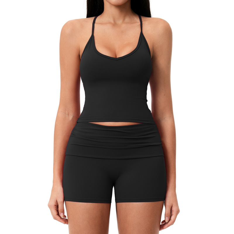Summer brushed sports yoga set, cross-border style backless casual set, fitness running outdoor commuting set 5558