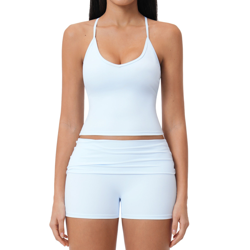 Summer brushed sports yoga set, cross-border style backless casual set, fitness running outdoor commuting set 5558