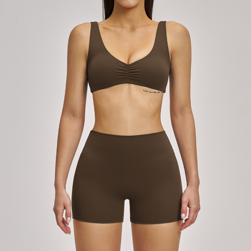 Zechuang brushed micro-flare yoga set, European and American style sports running fitness set, halter neck yoga outfit 4520