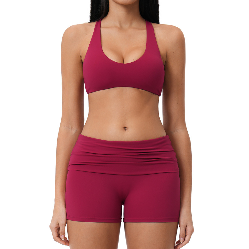 Summer brushed sports yoga set, cross-border style backless casual set, fitness running outdoor commuting set 5558